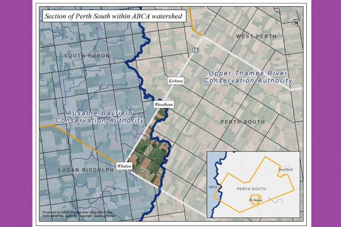 Map of the portion of Perth South located in ABCA watershed.