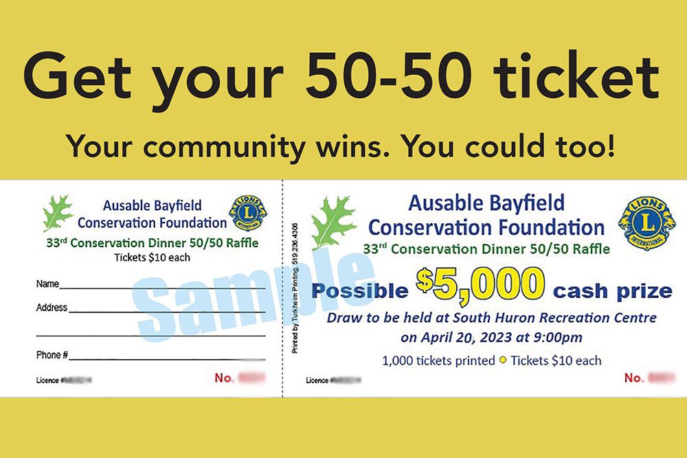 A photo illustrating a 50-50 raffle draw ticket.