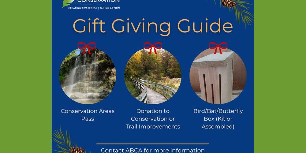 A poster called Gift Giving Guide with ideas for gifts to nature.