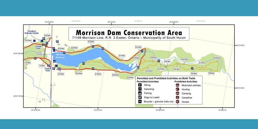 A map of South Huron Trail section at MDCA.