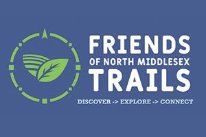 Discover, Explore and Connect logo for Friends of North Middlesex Trails.